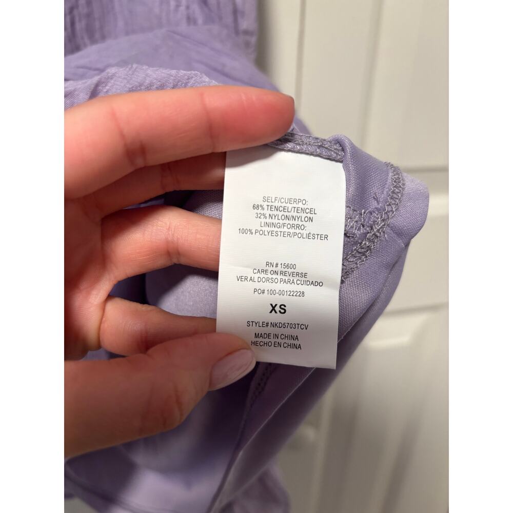 Rewind Lavender Mini Dress XS Flutter Sleeve Smocked Cottagecore Babydoll Boho - Picture 5 of 9